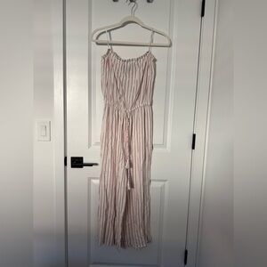 striped tube top jumpsuit